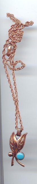SALE Copper Color Necklace With Turquoise stone