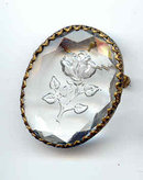 SALE Crystal Imprinted with a Rose. Brooch or Pendant