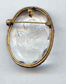 SALE Crystal Imprinted with a Rose. Brooch or Pendant