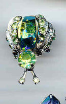 SALE Iridescent Green Rhinestone Pin