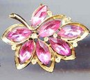 SALE Pink Rhinestone Flower Pin