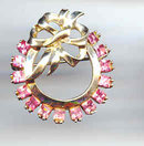 SALE Pink Rhinestone circle Pin
