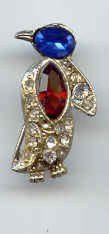 SALE Tiny Penguin Pin With Rhinestones