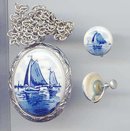 SALE Delft Locket and earrings to match