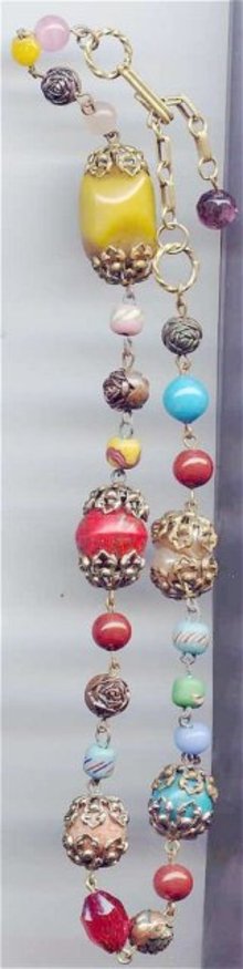 SALE Vintage Glass necklace multi Color