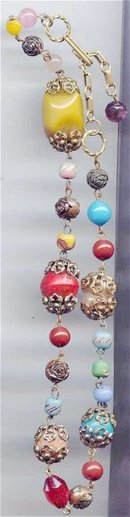 SALE Vintage Glass necklace multi Color