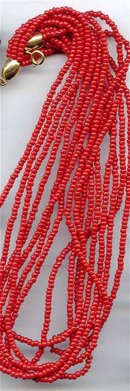 SALE Red Glass Beaded Necklace