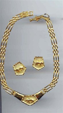 Gold tone Leopard Necklace and Earrings
