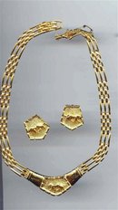 Gold tone Leopard Necklace and Earrings