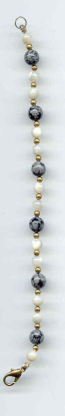 SALE Gem Bracelet Snowflake Agate and mother