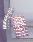 SALE Wide Lush Aurora Borealis Pink tone Rhinestone Earrings
