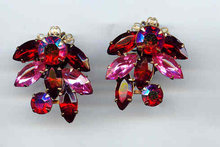 Red and Pink Rhinestone Earrings clip