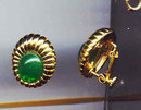 Green Cabochon Earrings
