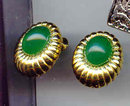Green Cabochon Earrings