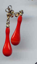 SOLD Red Drop Glass Earrings.
