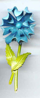 Long Aqua and Lime Green Flower Pin