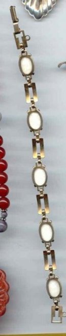 White milk glass Scarb Bracelet gf