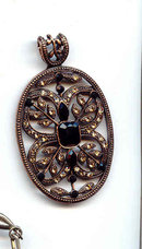 Copper and Black Glass Pendant large