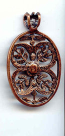 Copper and Black Glass Pendant large