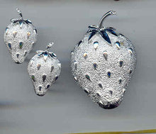 Strawberry Pin and earrings by Sara Coventry