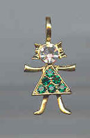 Cute little Gold Rhinestone Girl Pendant