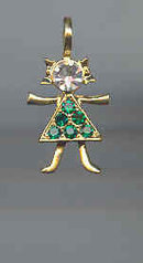 Cute little Gold Rhinestone Girl Pendant