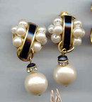 Beautiful faux Pearl and Enamel Earrings
