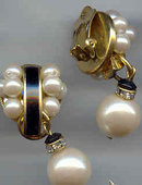 Beautiful faux Pearl and Enamel Earrings