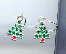 Little Silvertone Christmas Tree Earrings...