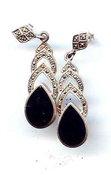 Long and Lush Onyx and sterling earrings