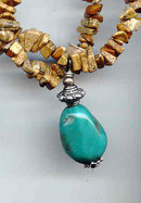 turquoise and Stone Long necklace