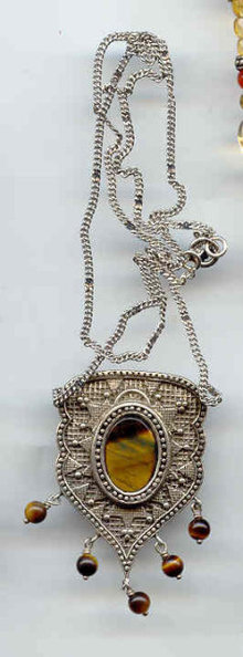 Tigar Eye and Sterling Silver Necklace