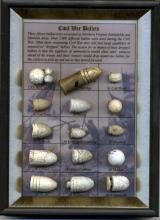 Framed Display of 15 Different Authentic Excavated Civil War Bullets