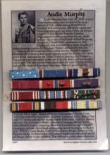 Audie Murphy Ribbon Bar On Descriptive Framable Backing