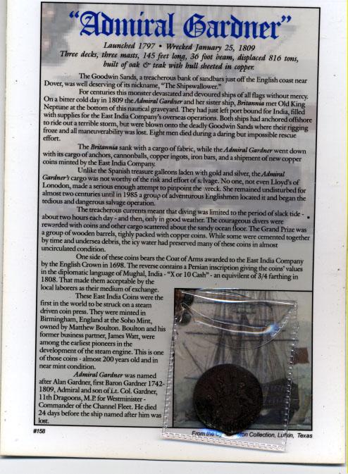 Shipwreck Coin Discovered in 1985 on an 1809 Shipwreck
