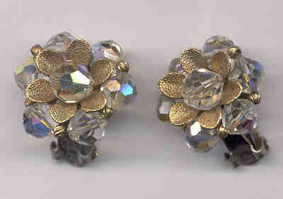 Rhinestone Flower Clip-On Earrings