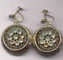 Hanging Medallion Disc Clip-On Earrings