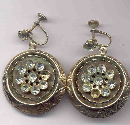 Hanging Medallion Disc Clip-On Earrings