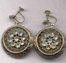 Hanging Medallion Disc Clip-On Earrings