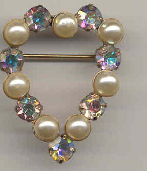 Rhinestone Heart Brooch