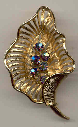 Rhinestone Cornucopia Brooch