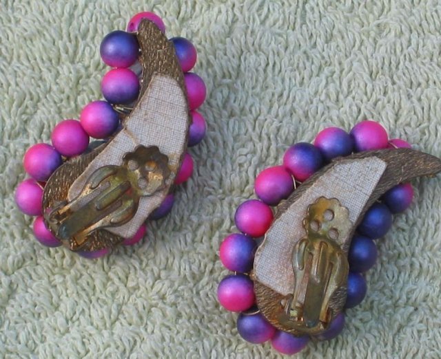 Purple Beaded Moon Earrings