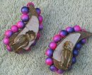 Purple Beaded Moon Earrings