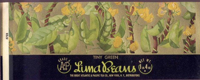 A&P Lima Beans Can Label