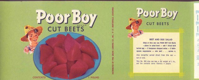 Poor Boy Beets Can Label