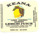 Keana Lemon Juice Label