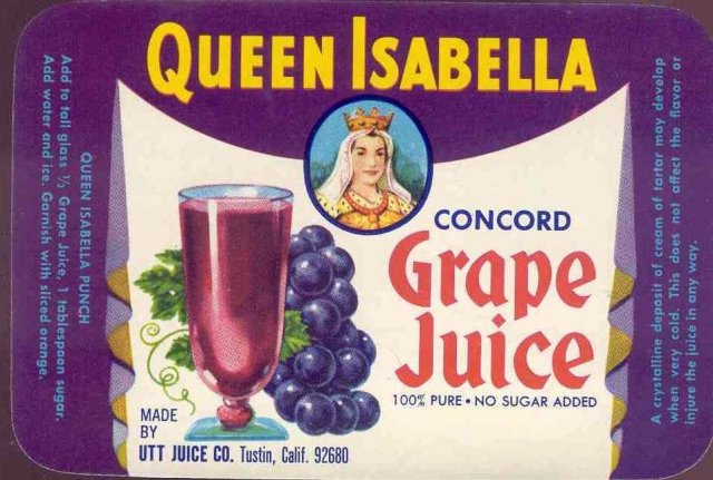 Queen Isabella Grape Juice Label
