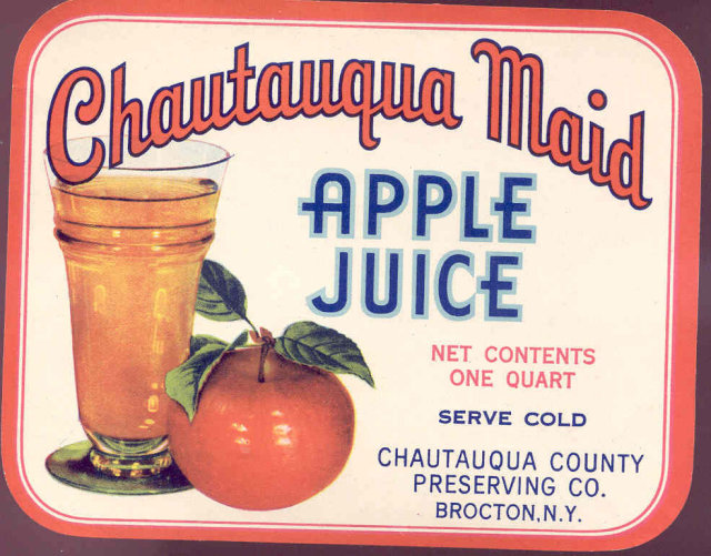 Chautauqua Maid Apple Juice Can Bottle Label