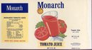 Monarch Tomato Juice Can Label