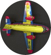 World Airline Plane Friction Tin Toy